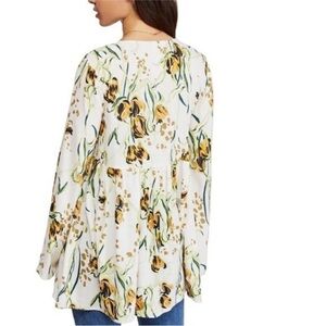 Free People Bella Floral Print Tunic Ivory Size M